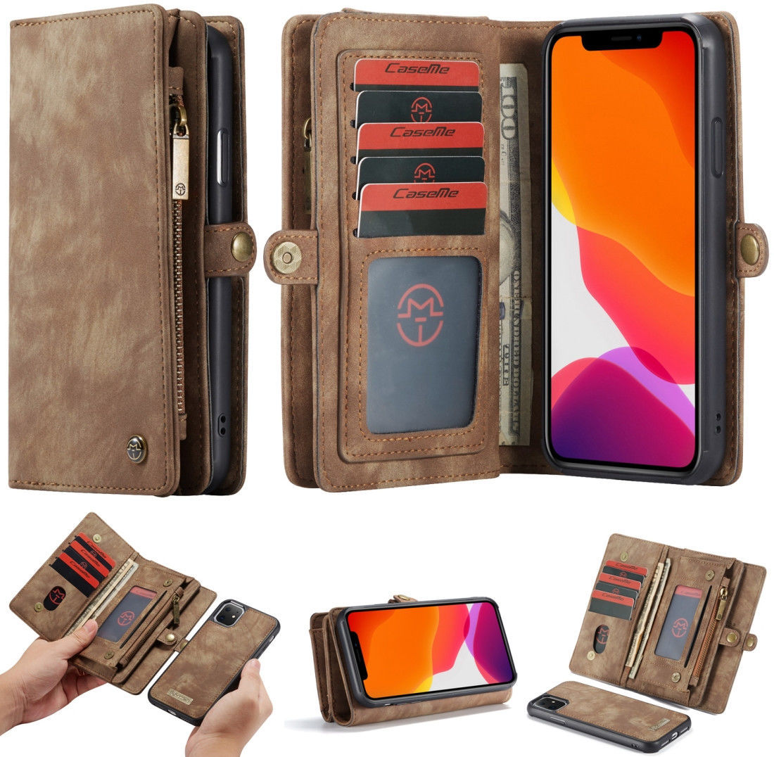 CaseMe 008 Apple iPhone 11 Hoesje Book Case met Back Cover Bruin afbeelding 8