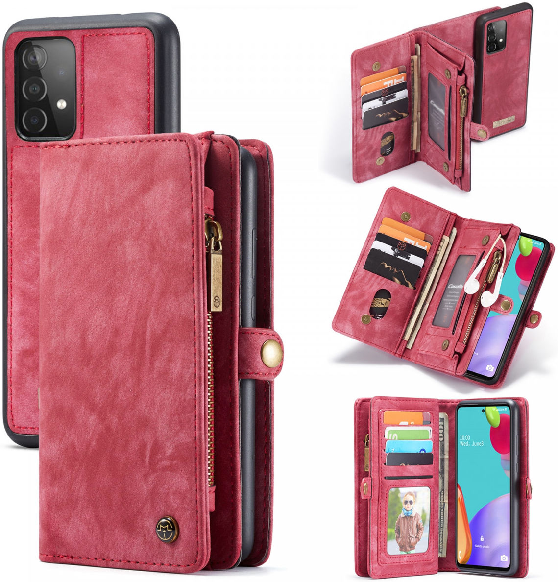 CaseMe 008 Samsung A52  A52S Hoesje Book Case en Back Cover Rood afbeelding 8
