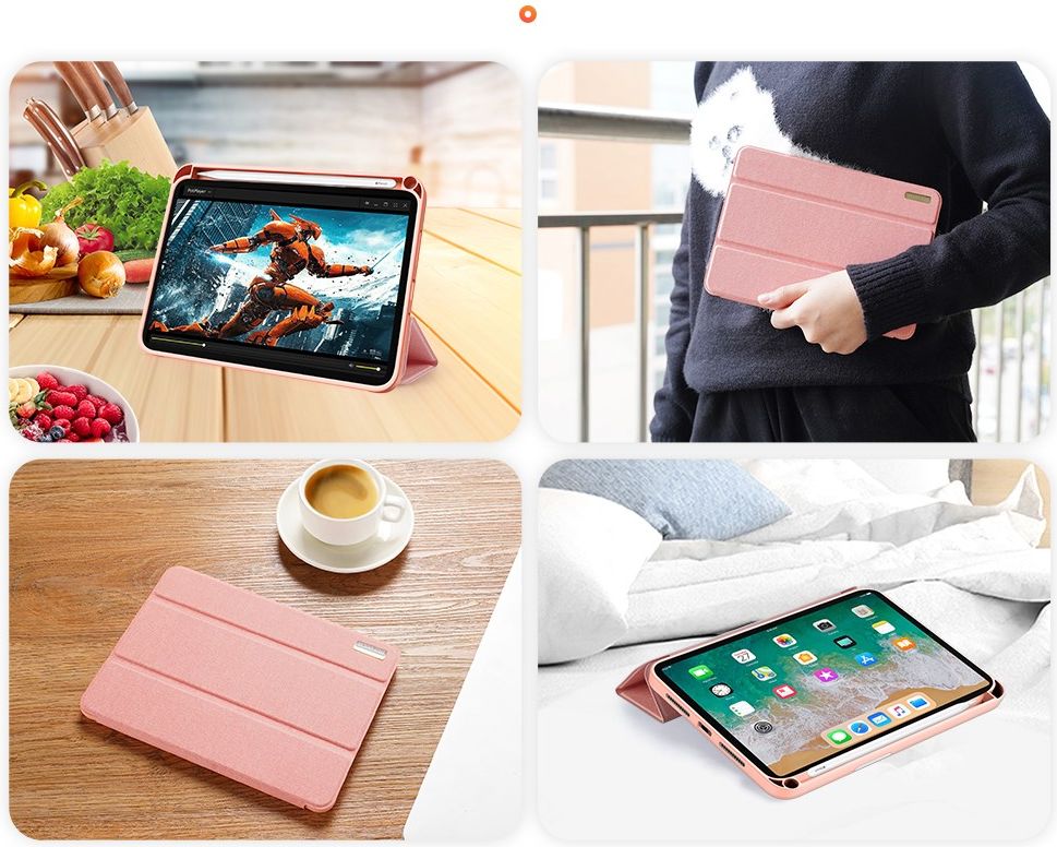 Dux Ducis Domo Apple iPad Mini 6 Hoes Tri-Fold Book Case Roze afbeelding 9