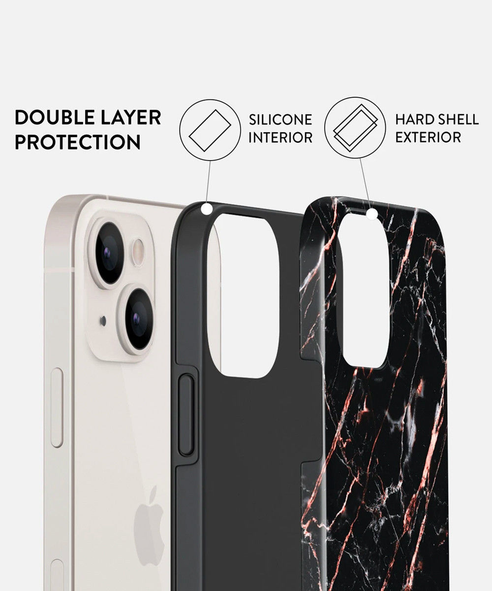 Burga Tough Case Apple iPhone 13 Hoesje Rose Gold Marble Print afbeelding 4