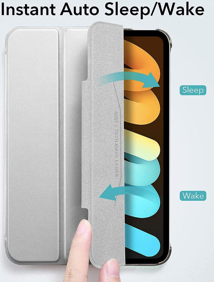 ESR Ascend Apple iPad Mini 6 Hoes Tri-Fold Book Case Grijs afbeelding 2