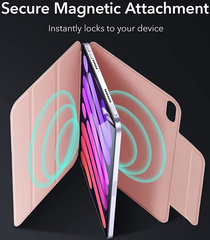 ESR Rebound Magnetic Apple iPad Mini 6 Hoes Tri-Fold Rose Goud afbeelding 2