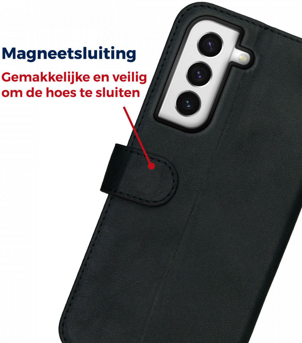 Rosso Deluxe Samsung Galaxy S22 Hoesje Wallet Case Echt Leer Zwart afbeelding 5
