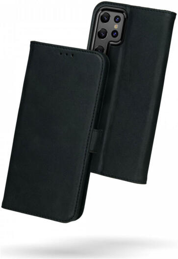 Rosso Deluxe Samsung Galaxy S22 Ultra Hoesje Wallet Case Leer Zwart afbeelding 2