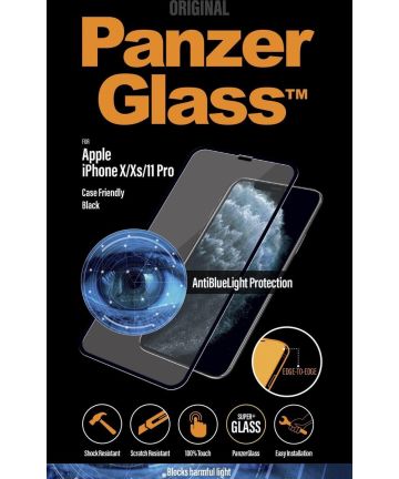PanzerGlass iPhone X/XS/11 Pro Screen Protector Antibacterieel Zwart Screen Protectors