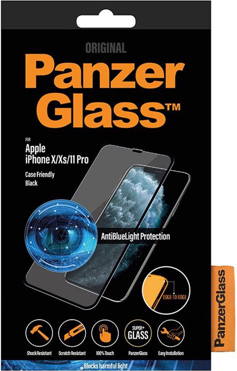 PanzerGlass iPhone X/XS/11 Pro Screen Protector Antibacterieel Zwart afbeelding 10