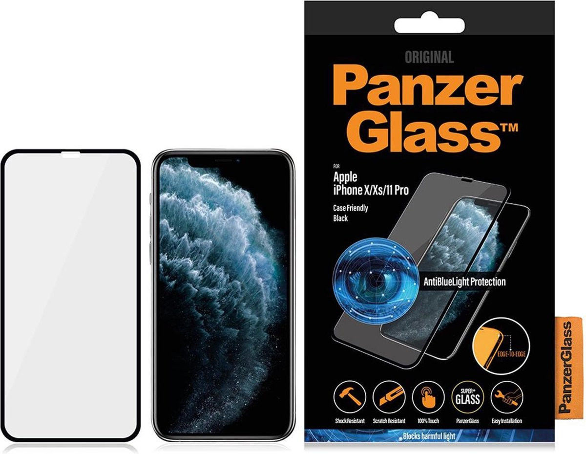 PanzerGlass iPhone X/XS/11 Pro Screen Protector Antibacterieel Zwart afbeelding 4