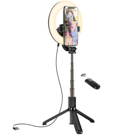 Hoco LED Ring Licht Tripod Statief Houder / Selfie Stick Zwart Houders