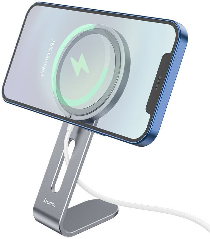 Hoco PH44 Telefoonhouder voor MagSafe Charger Bureauhouder Grijs afbeelding 2