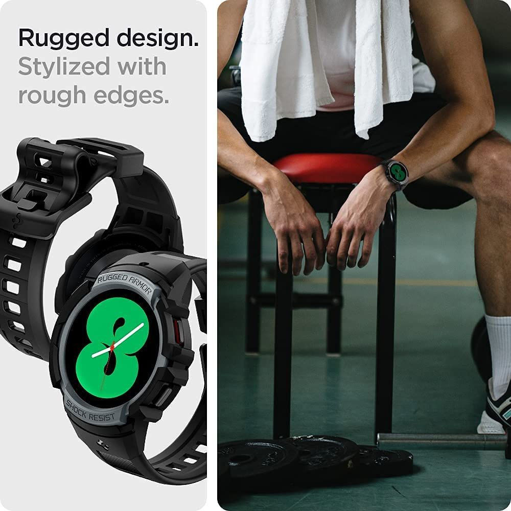 Spigen Rugged Armor Pro Samsung Watch 4 44MM Hoesje en Bandje Grijs afbeelding 5