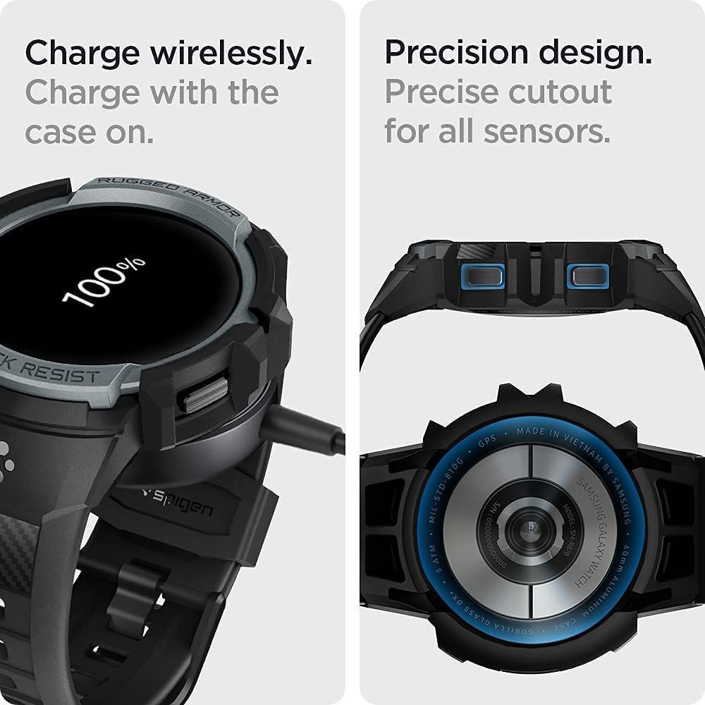 Spigen Rugged Armor Pro Samsung Watch 4 44MM Hoesje en Bandje Grijs afbeelding 8