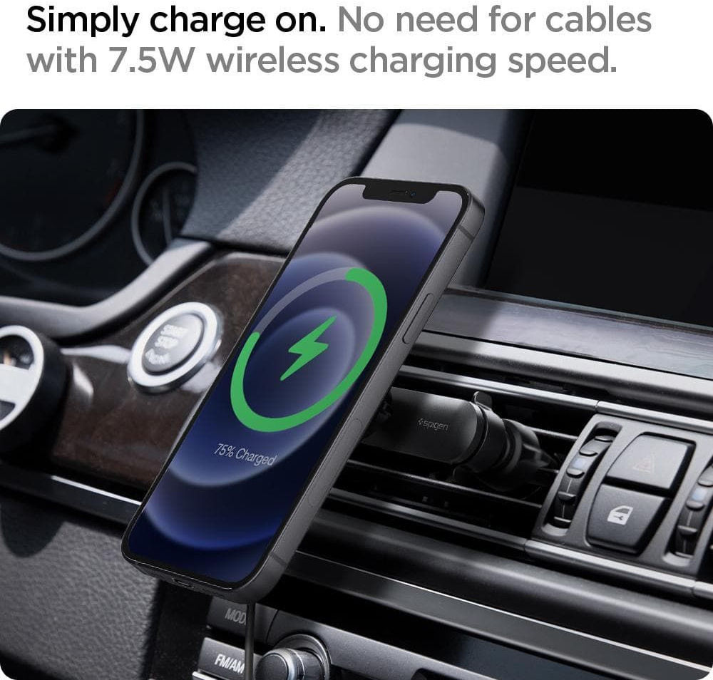 Spigen OneTap Ventilatierooster MagSafe Telefoonhouder Auto 7.5W Zwart afbeelding 7