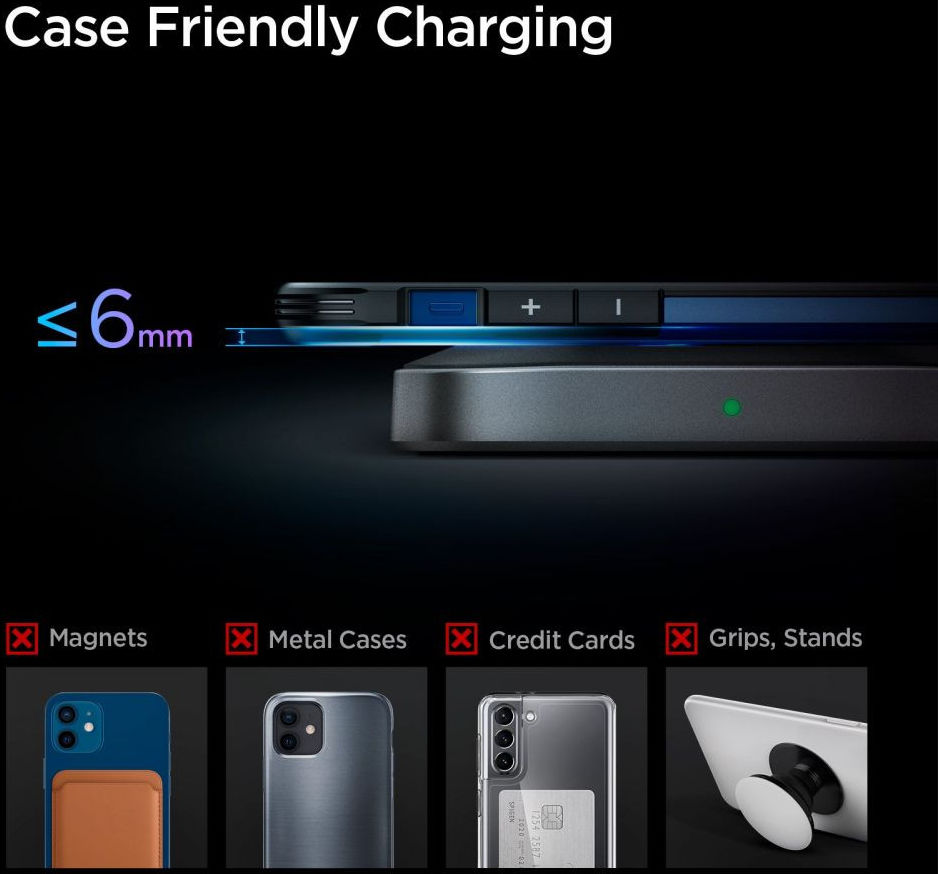 Spigen ArcField PF2004 15W Draadloze Oplader met USB-C Kabel 2M Zwart afbeelding 5