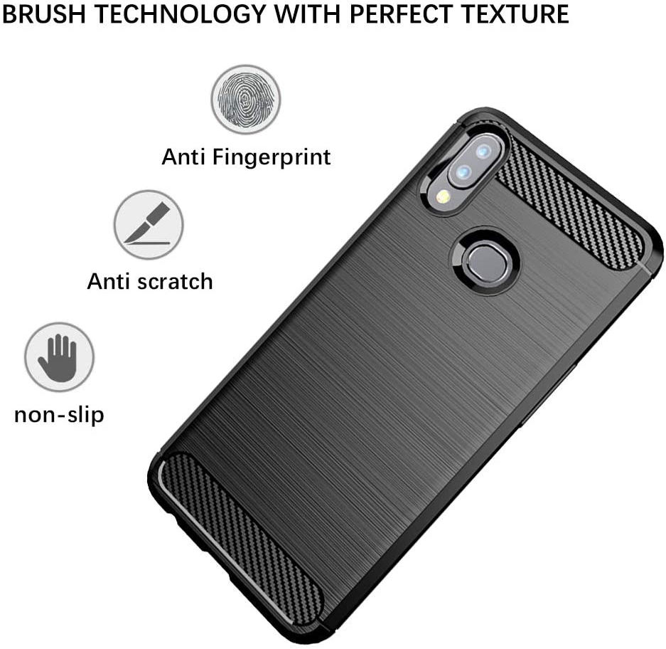 Samsung Galaxy A10s Hoesje Geborsteld TPU Back Cover Zwart afbeelding 3