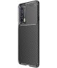 Motorola Edge 20 Hoesje Geborsteld TPU Flexibele Back Cover Zwart
