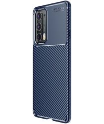 Motorola Edge 20 Hoesje Geborsteld TPU Flexibele Back Cover Blauw