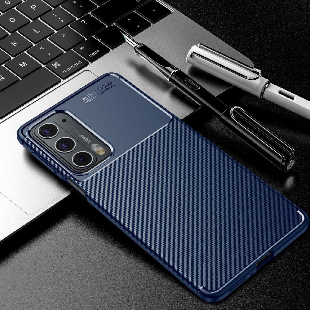 Motorola Edge 20 Hoesje Geborsteld TPU Flexibele Back Cover Blauw afbeelding 5