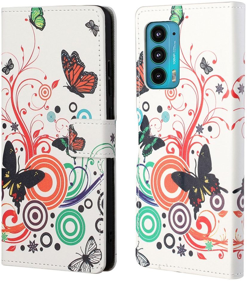 Motorola Edge 20 Hoesje Portemonnee Book Case met Print Vlinder afbeelding 3