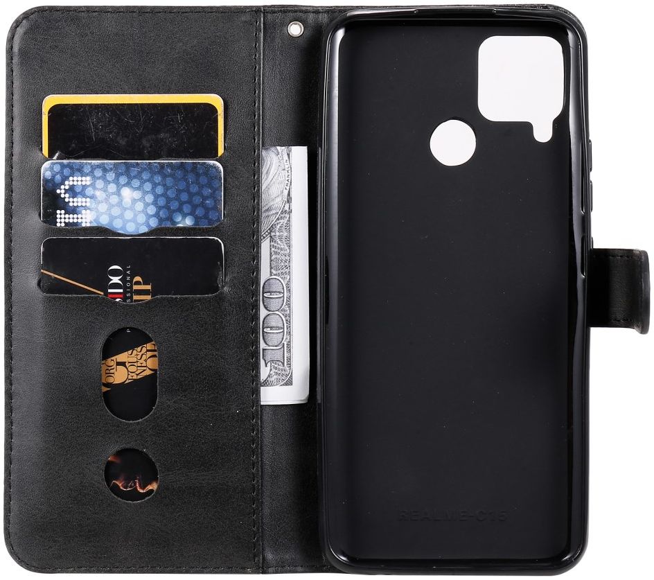Realme 7i Hoesje Portemonnee Book Case met Zipper Zwart afbeelding 2