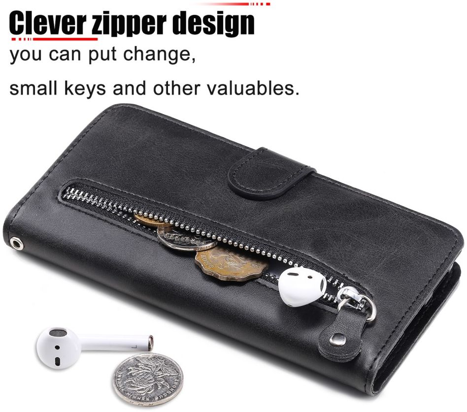 Realme 7i Hoesje Portemonnee Book Case met Zipper Zwart afbeelding 4