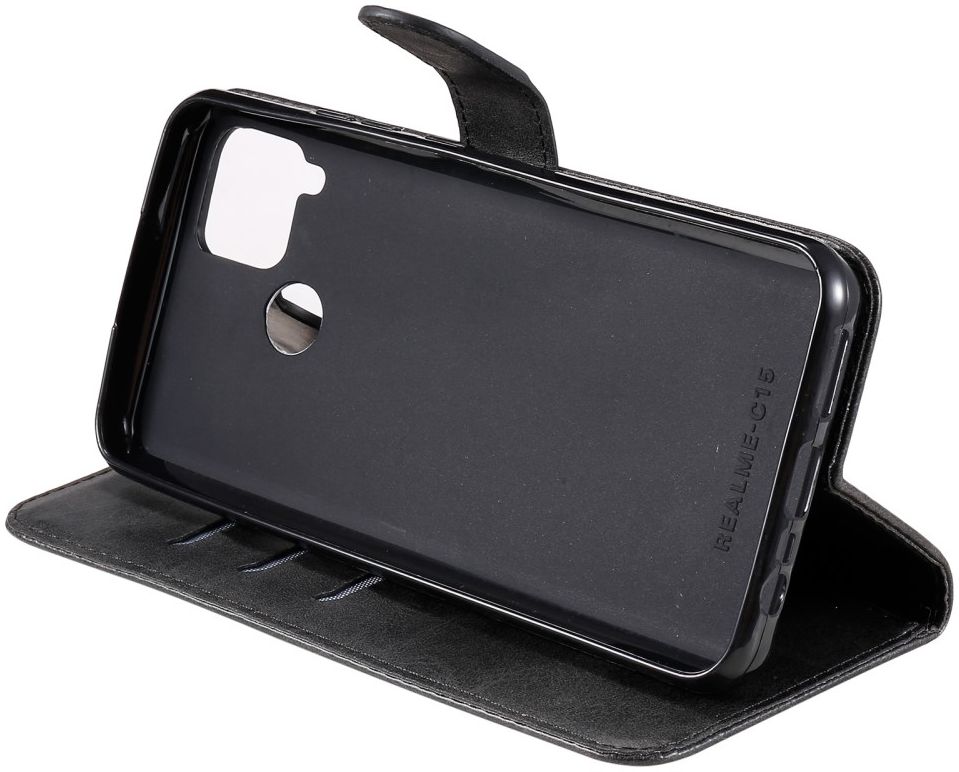 Realme 7i Hoesje Portemonnee Book Case met Zipper Zwart afbeelding 12