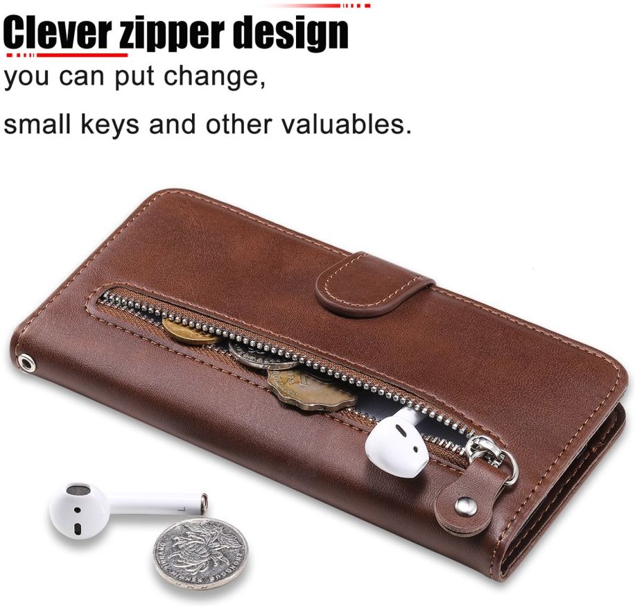 Realme 7i Hoesje Portemonnee Book Case met Zipper Bruin afbeelding 5