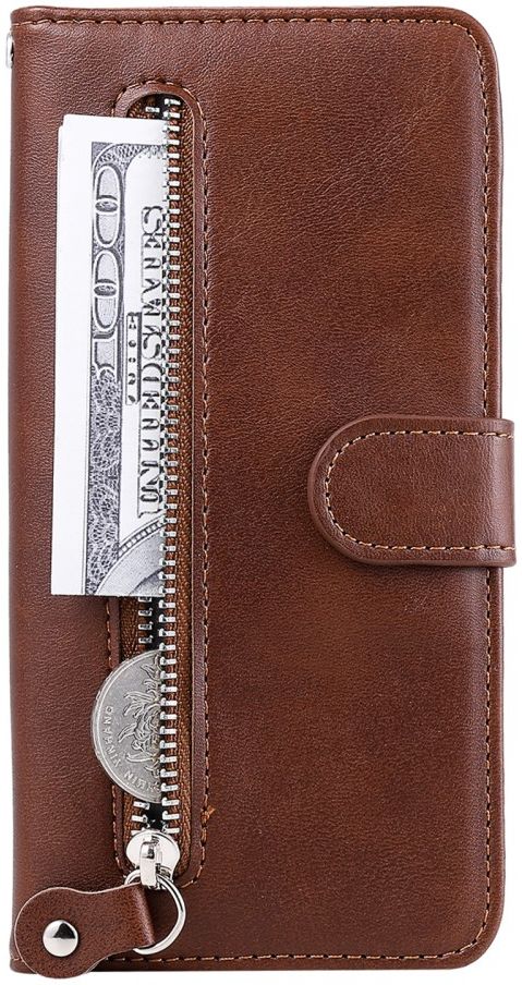 Realme 7i Hoesje Portemonnee Book Case met Zipper Bruin afbeelding 1