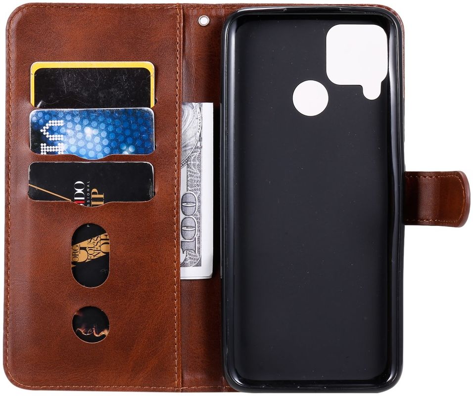 Realme 7i Hoesje Portemonnee Book Case met Zipper Bruin afbeelding 2