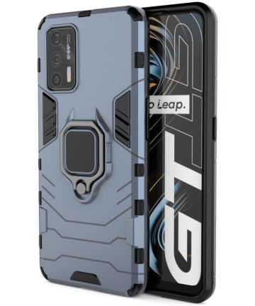 Realme GT 5G Shockproof Back Cover Magneet Kickstand Blauw Hoesjes
