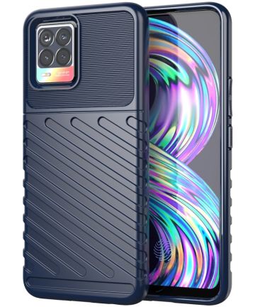 Realme 8 4G Hoesje TPU Thunder Design Back Cover Blauw Hoesjes