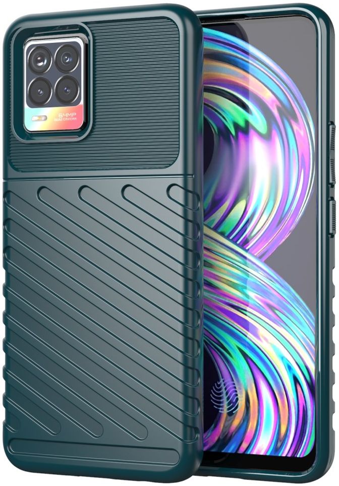 Realme 8 4G Hoesje TPU Thunder Design Back Cover Groen afbeelding 1