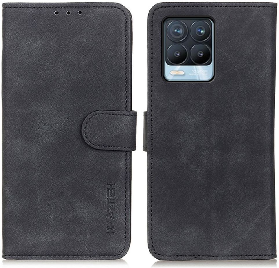 KHAZNEH Realme 8 4G Hoesje Retro Wallet Book Case Zwart afbeelding 4