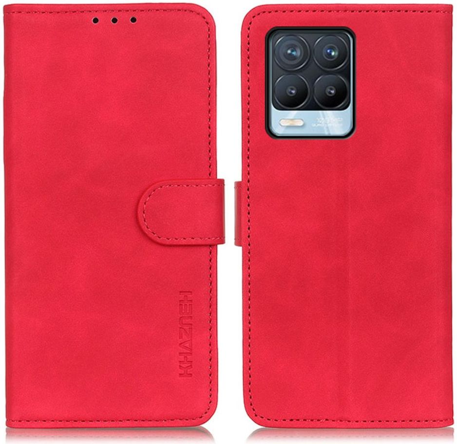 KHAZNEH Realme 8 4G Hoesje Retro Wallet Book Case Rood afbeelding 4