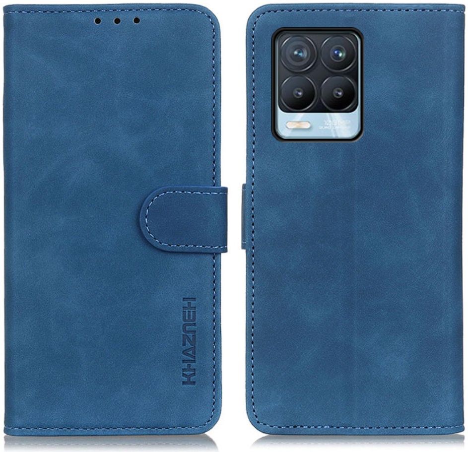 KHAZNEH Realme 8 4G Hoesje Retro Wallet Book Case Blauw afbeelding 4