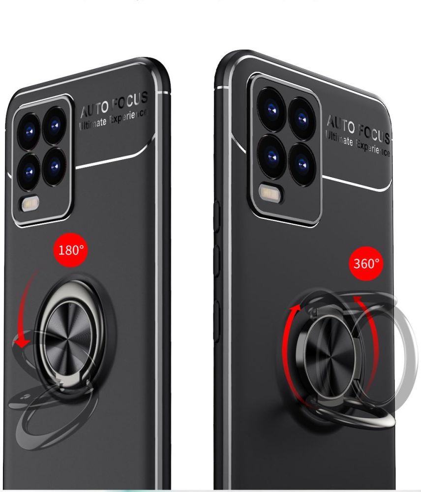 Realme 8 4G Hoesje met Magnetische Ring Kickstand Zwart afbeelding 3
