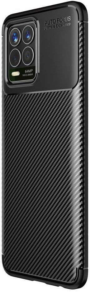Realme 8 4G Hoesje Siliconen Carbon TPU Back Cover Zwart afbeelding 1