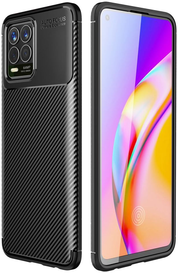 Realme 8 4G Hoesje Siliconen Carbon TPU Back Cover Zwart afbeelding 5