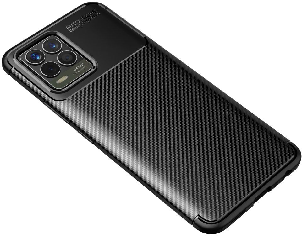 Realme 8 4G Hoesje Siliconen Carbon TPU Back Cover Zwart afbeelding 6