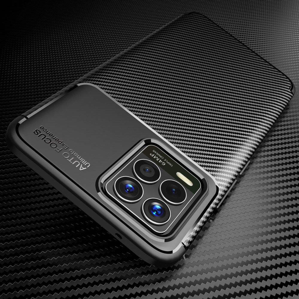 Realme 8 4G Hoesje Siliconen Carbon TPU Back Cover Zwart afbeelding 8