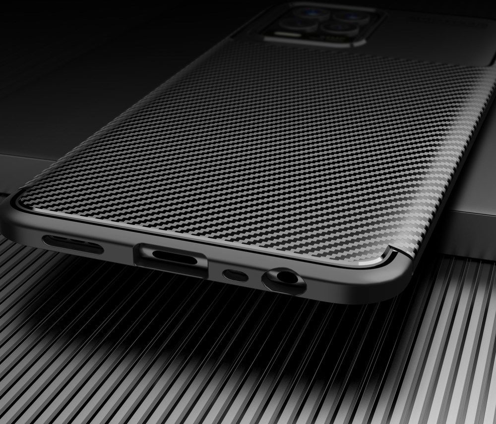 Realme 8 4G Hoesje Siliconen Carbon TPU Back Cover Zwart afbeelding 9