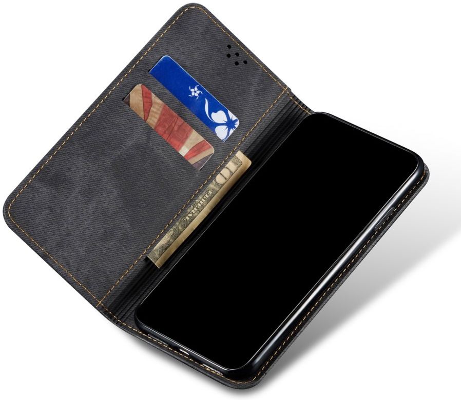 Realme C21 / C11 Hoesje Jeans Book Case Zwart afbeelding 3