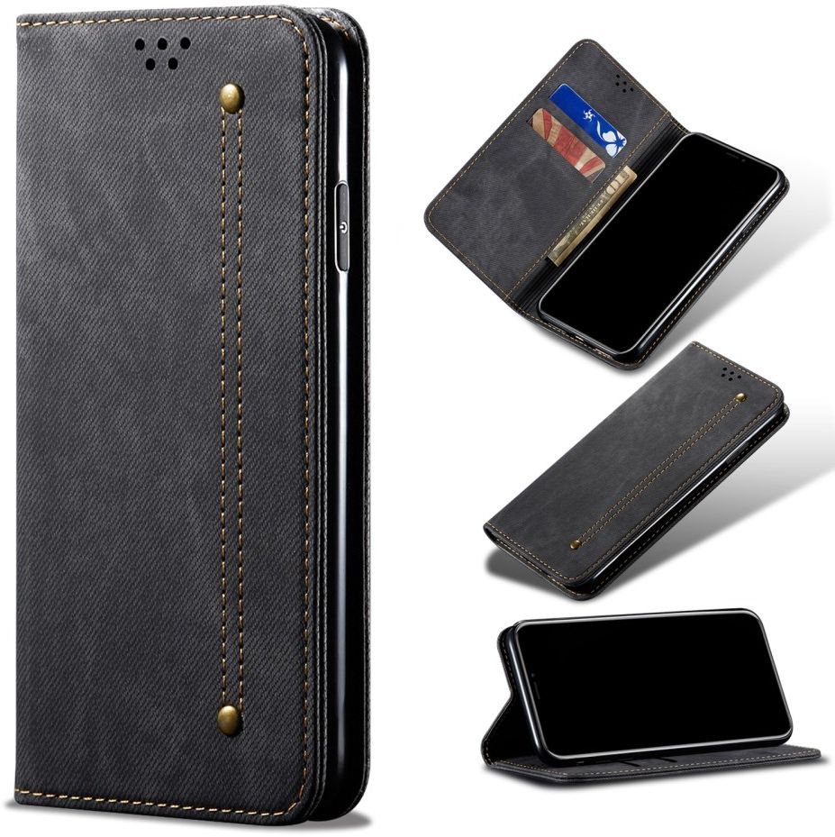 Realme C21 / C11 Hoesje Jeans Book Case Zwart afbeelding 7
