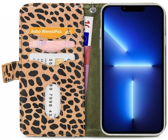 Mobilize Gelly Wallet Zipper Apple iPhone 13 Pro Hoesje Olive Leopard afbeelding 3