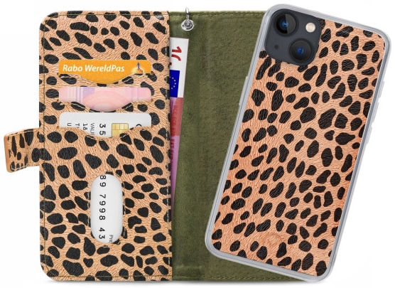 Mobilize Gelly Wallet Zipper Apple iPhone 13 Hoesje Olive Leopard afbeelding 1