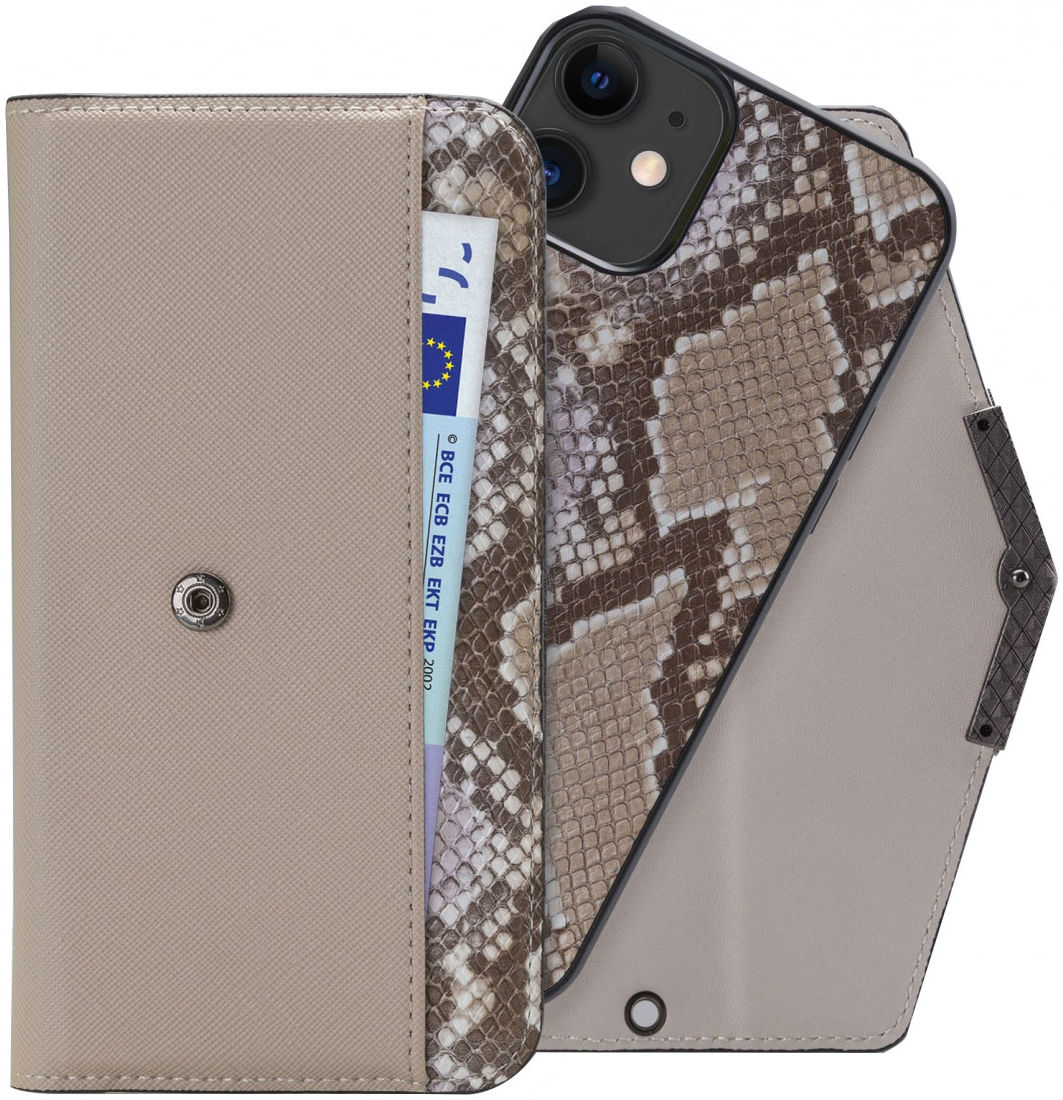 Mobilize Velvet Clutch Apple iPhone 13 Hoesje Beige Snake afbeelding 3