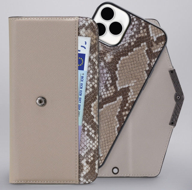 Mobilize Gelly Wallet Zipper iPhone 13 Pro Max Hoesje Beige Snake afbeelding 6