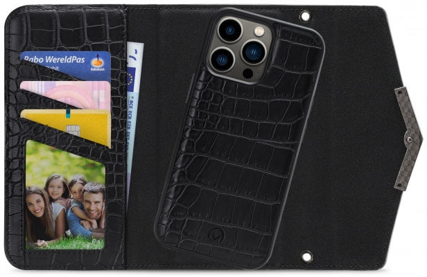 Mobilize Velvet Clutch Apple iPhone 13 Pro Hoesje Black Croco afbeelding 1
