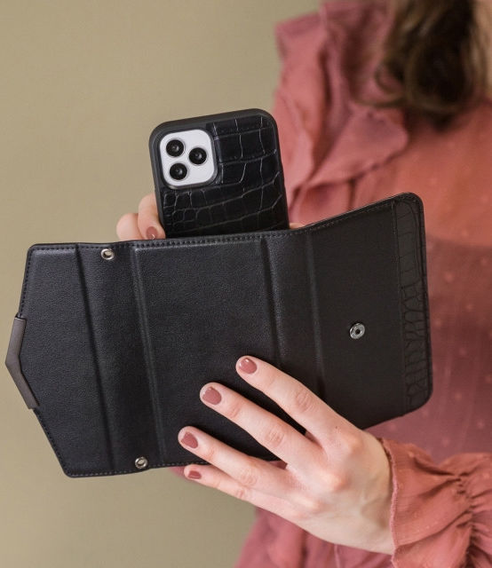 Mobilize Velvet Clutch Apple iPhone 13 Pro Hoesje Black Croco afbeelding 4