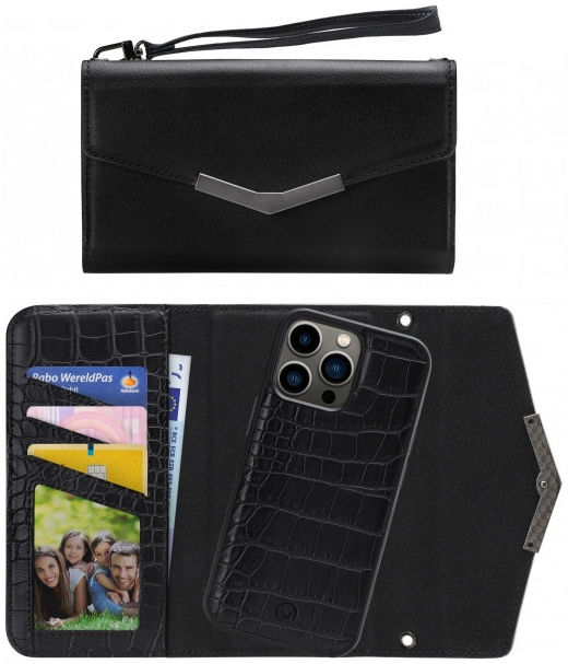 Mobilize Velvet Clutch Apple iPhone 13 Pro Hoesje Black Croco afbeelding 5
