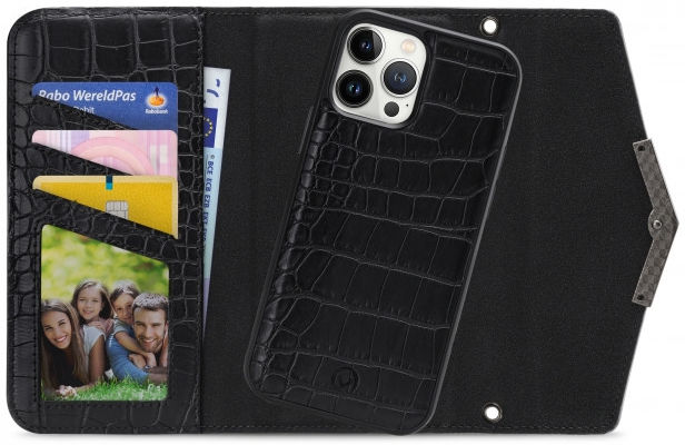 Mobilize Gelly Wallet Zipper iPhone 13 Pro Max Hoesje Black Croco afbeelding 1